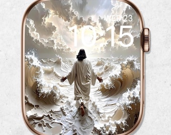 Religious Apple Watch Wallpaper, Christian Watch Face, Jesus Walking on Water Smartwatch Background, Jesus Watch Wallpaper Minimal Aesthetic