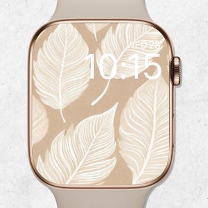 Fall Leaves Apple Watch Wallpaper, Autumn Watch Face, Boho Watch Wallpaper For Fall, Neutral Smartwatch Background, Minimal Beige Aesthetic