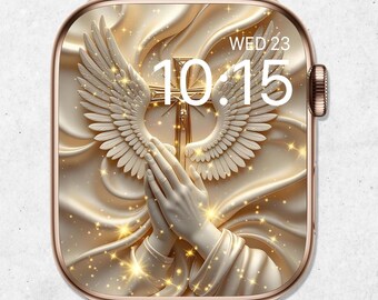 Cross Apple Watch Wallpaper, 3D Christian Uhr-Gesicht, Religiöser Smartwatch Hintergrund, Goldene Kruzifix Uhr Wallpaper, Glitter Ästhetik