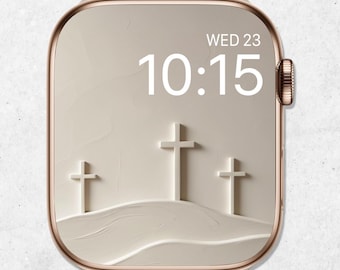 Ostern Apple Watch Wallpaper, christliches Kreuz Ziffernblatt, religiöses Ziffernblatt, Er ist auferstandener Uhrenhintergrund, 3D neutrale minimale Ästhetik