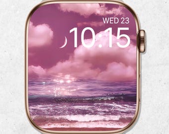 Summer Apple Watch Wallpaper, Sunset Watch Face, Beach Watch Face, Sparkly Watch Wallpaper, Ocean Smartwatch Background, Aesthetic Wallpaper