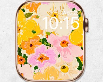 Floral Apple Watch Wallpaper, Spring Apple Watch Face, Watercolor Flowers Watch Wallpaper, Spring Smartwatch Background, Pastel Aesthetic