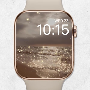 Summer Apple Watch Wallpaper, Glitter Watch Face, Beach Watch Face, Sparkly Watch Wallpaper, Sunset Smartwatch Background, Beige Aesthetic
