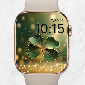 St Patricks Day Apple Watch Hintergrundbild St Patricks Day Zifferblatt, Shamrock Smartwatch Hintergrund, vierblättriges Kleeblatt Hintergrundbild