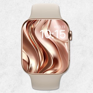Rose Gold Apple Watch Wallpaper, Gold Apple Watch Face, Silky Watch Wallpaper, Minimal Watch Face, 3D Watch Wallpaper, Gouden esthetiek