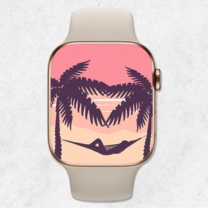 Carta da parati Apple Watch estiva, quadrante Apple Watch donna, donna che si rilassa sull'amaca, carta da parati estetica per orologio, sfondo Smartwatch estivo