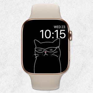 Sfondo con gatto per Apple Watch, quadrante di gatto divertente per Apple Watch, sfondo con animale carino per orologio, sfondo minimal per smartwatch, orologio con citazione di gatto scontroso