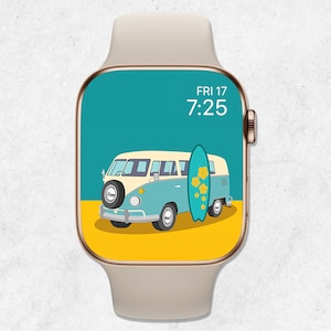 Summer Apple Watch Wallpaper, VW Van Apple Watch Face, VW Van Surf Wallpaper, Aesthetic Watch Wallpaper, Holiday Smartwatch Background
