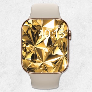 Sfondo dorato per Apple Watch, quadrante in cristallo dorato, sfondo scintillante per orologio, quadrante astratto, sfondo geometrico per orologio, estetica dorata