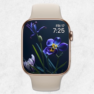 Floral Apple Watch Wallpaper, Apple Watch Face Orchid Flowers, Spring Watch Face, Aesthetic Smartwatch Background, Orchid Wallpaper