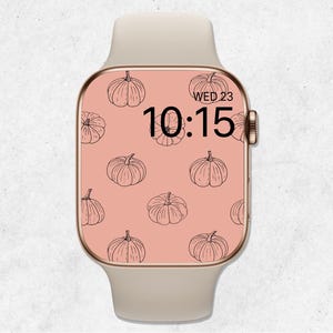 Pumpkin Apple Watch Wallpaper, Autumn Watch Face, Fall Smartwatch Background, Minimal Watch Wallpaper, Autumn Screensaver, Beige Aesthetic