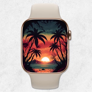 Summer Apple Watch Wallpaper, Sunset Apple Watch Face, Sunset on the beach wallpaper, Aesthetic Watch Wallpaper, Beach Smartwatch Background