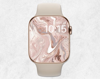 Rose Gold Apple Watch Wallpaper, Rosa Marmor Zifferblatt, Girly Apple Watch Wallpaper, Gold Zifferblatt, Minimal Zifferblatt, Beige Ästhetik