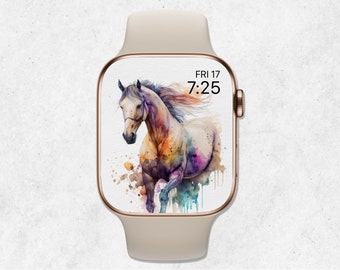 Horse Apple Watch Wallpaper, Apple Watch Face Horse, Colorful Watercolor Horse Wallpaper, Smartwatch Wallpaper, Digital Download
