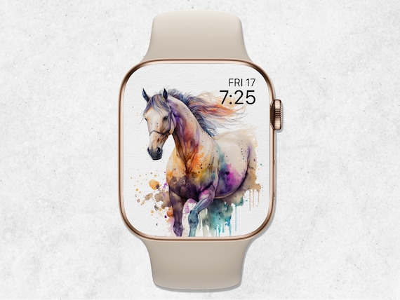 Horse Apple Watch Wallpaper, Apple Watch Face Horse, Colorful Watercolor Horse Wallpaper, Smartwatch Wallpaper, Digital Download
