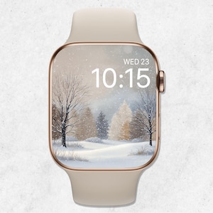 Winter Apple Watch Wallpaper, Christmas Apple Watch Face, Snow Watch Wallpaper, Winter Wonderland Watch Background, Xmas Beige Aesthetic