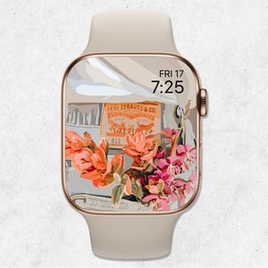 Carta da parati floreale Apple Watch, quadrante Apple Watch, carta da parati con fiori ad acquerello, carta da parati estetica moda, sfondo Smartwatch, moda