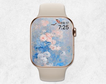 Floral Apple Watch Wallpaper, Hydrangea Vintage Flowers Wallpaper, Aesthetic Wallpaper, Smartwatch Background, Apple Watch Face Flowers