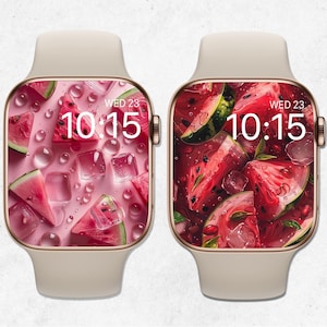 Sfondo Apple Watch anguria, quadrante Apple Watch estivo, sfondo carino per orologio, sfondo smartwatch femminile, estetica rosa Summer Vibes 4k