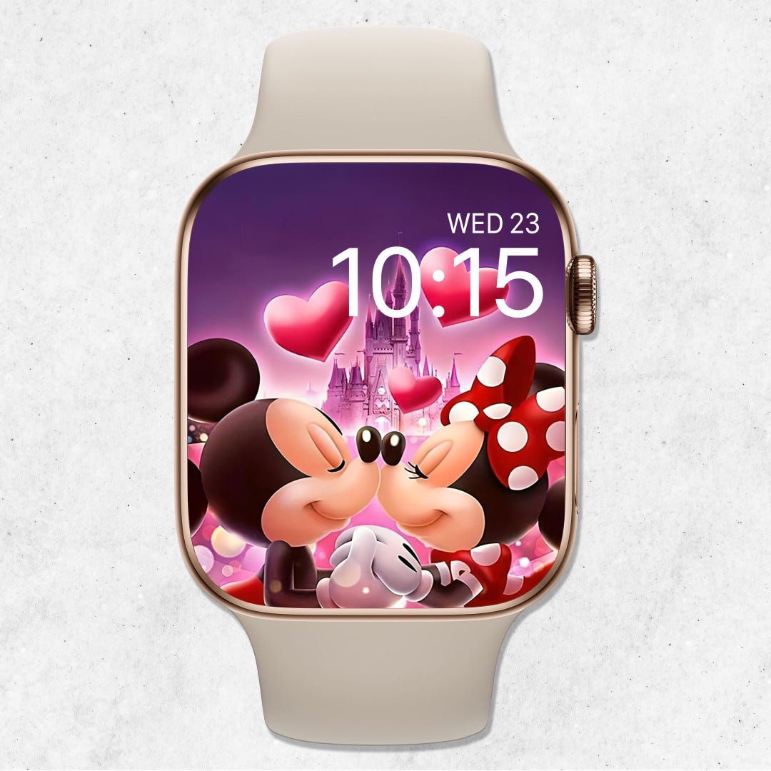 Mickey Minnie Valentines Apple Watch Wallpaper, Valentines Day Apple  Watch Face, Love Smartwatch Background, Cute Disney Couple Aesthetic