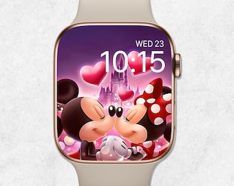 Fondo de pantalla de Mickey y Minnie para Apple Watch, esfera de Apple  Watch para el día de San Valentín, fondo de reloj inteligente Love, linda