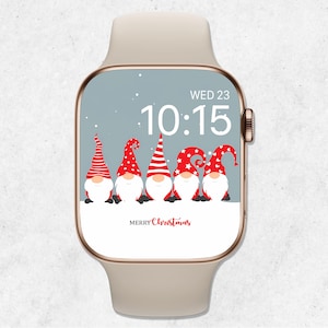 Christmas Gnomes Apple Watch Wallpaper, Santa Apple Watch Face, Festive Christmas Smartwatch Background, Cute Santa Gnome Watch Wallpaper