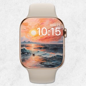 Sunset Apple Watch Wallpaper, Summer Watch Wallpaper, Ocean Watch Face, Beach Watch Face, Pastel Smartwatch Background, Aesthetic Wallpaper