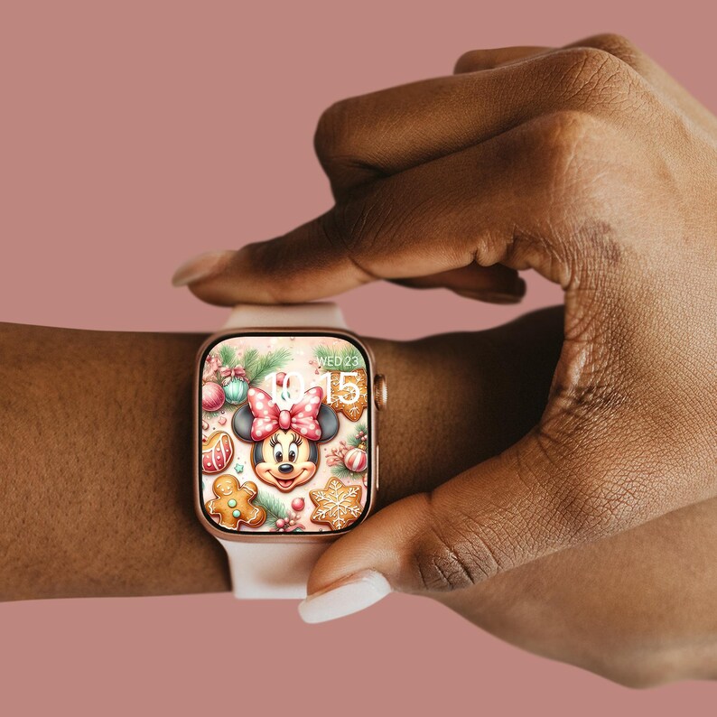 Christmas Minnie Mouse Apple Watch Wallpaper, Gingerbread Watch Face