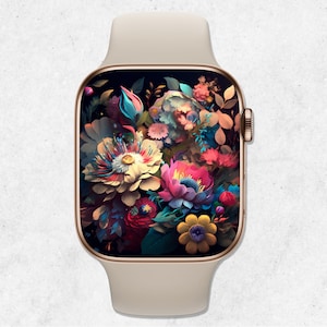 Apple Watch Wallpaper Blooming, Floral Apple Watch Face, Watercolor Floral Wallpaper, Smartwatch Background, Apple Watch Aesthetic