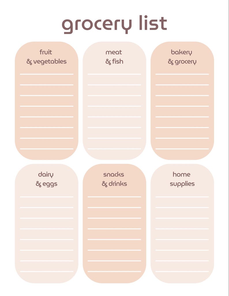 Cute Shopping List Template Etsy