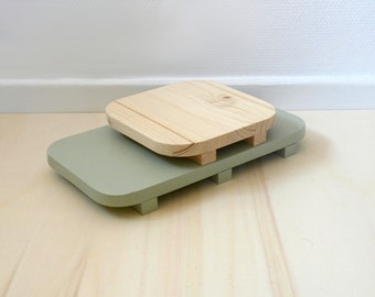 Solid wood bowl rest for dog and cat, Under the table, support for green plants, decorative multi-function furniture