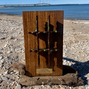 Mackinac Bridge Wall Hanging, 1 Grate Steel Open End, Traditional