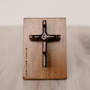 LASER ETCH LOGO Mackinac Bridge Steel Cross Wall Hanging, Traditional