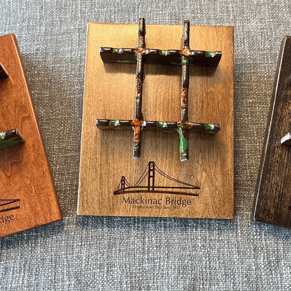 LASER ETCH Mini rejilla de acero Mackinac Bridge. Envío fijo 7.00