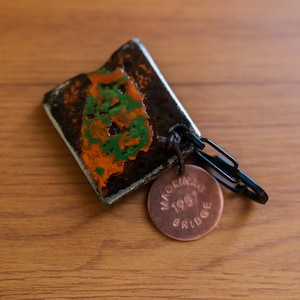 KEYCHAIN  with Carabiner, Mackinac Bridge Steel.   Free Shipping