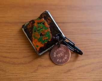 Mackinac Bridge Steel Keychain with Carabiner, Michigan Souvenir