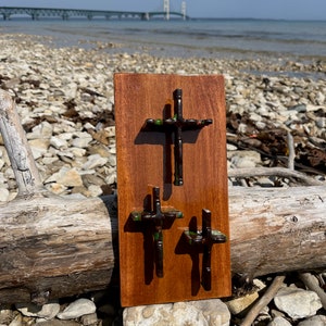 Mackinac Bridge Steel Triple Cross Wall Hanging, Traditional
