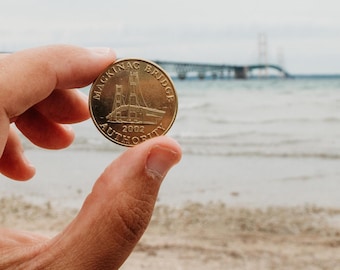 Mackinac Bridge Token Magnet, Michigan Souvenir