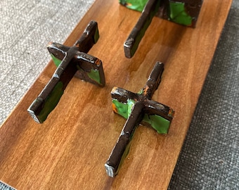 Mackinac Bridge Steel Triple Cross Wall Hanging, Traditional