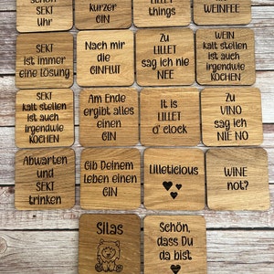 Personalized solid wood coasters made of oak wood I wooden coasters with desired text