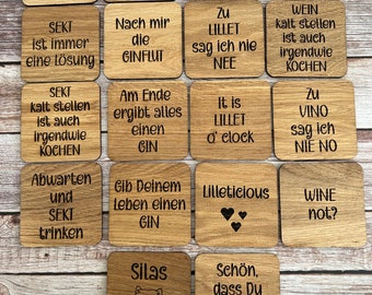 Personalisierte Massivholz Untersetzer aus Eichenholz I Holz Untersetzer mit Wunschtext