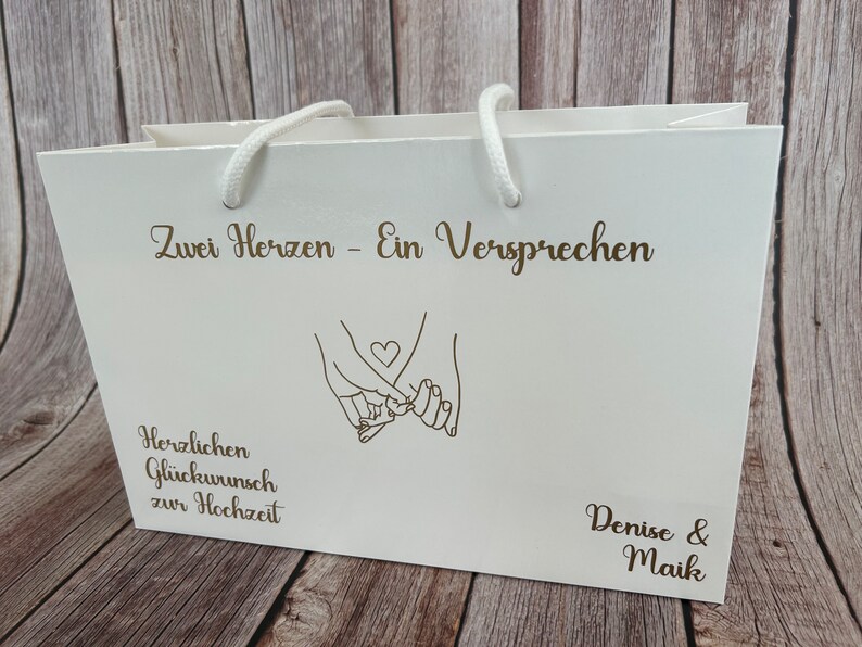 Personalisierte Geschenktüte mit Namen zur Hochzeit I Geschenktasche für Brautpaar I Hochzeitsgeschenk schön verpackt I Geschenkverpackung Bild 7