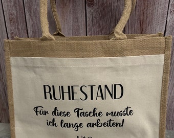 Personalisierte Jutetasche zur Rente I Geschenk Renteneintritt I RenterIn I Abschiedsgeschenk KollegIn