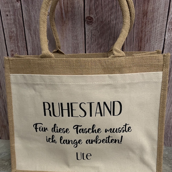 Personalisierte Jutetasche zur Rente I Geschenk Renteneintritt I RenterIn I Abschiedsgeschenk KollegIn