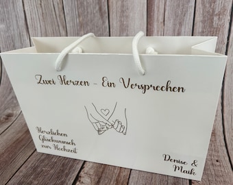 Personalisierte Geschenktüte mit Namen zur Hochzeit I Geschenktasche für Brautpaar I Hochzeitsgeschenk schön verpackt I Geschenkverpackung