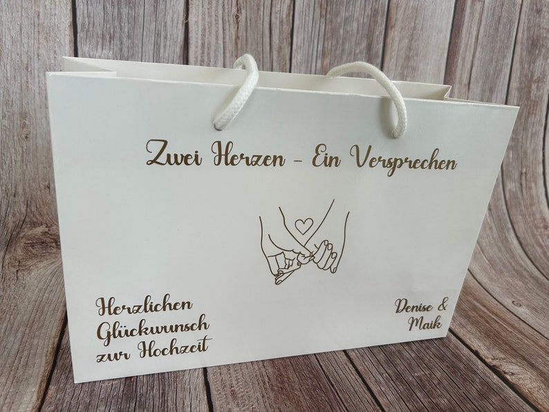 Personalisierte Geschenktüte mit Namen zur Hochzeit I Geschenktasche für Brautpaar I Hochzeitsgeschenk schön verpackt I Geschenkverpackung Bild 5