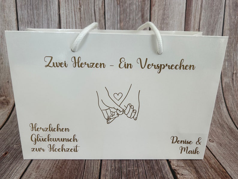 Personalisierte Geschenktüte mit Namen zur Hochzeit I Geschenktasche für Brautpaar I Hochzeitsgeschenk schön verpackt I Geschenkverpackung Bild 9