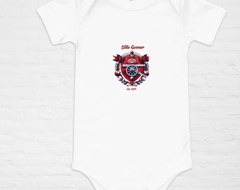 Arsenal FC Little Gooner Baby Grow - Body para bebé, chaleco para dormir, regalo de mameluco de manga corta, regalo perfecto para futuros padres y nuevos padres