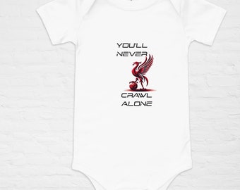 Liverpool Club - Je zult nooit alleen kruipen - YNWA - Baby Grow Romper Vest met korte mouwen Romper - Perfect cadeau voor aanstaande en nieuwe ouders