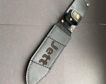 Custom Leather Knife Sheath with Laser Engraving – Handmade 2mm Leather Sheath, Optional Rivets, Personalized Design, Made to Fit Your Knife
